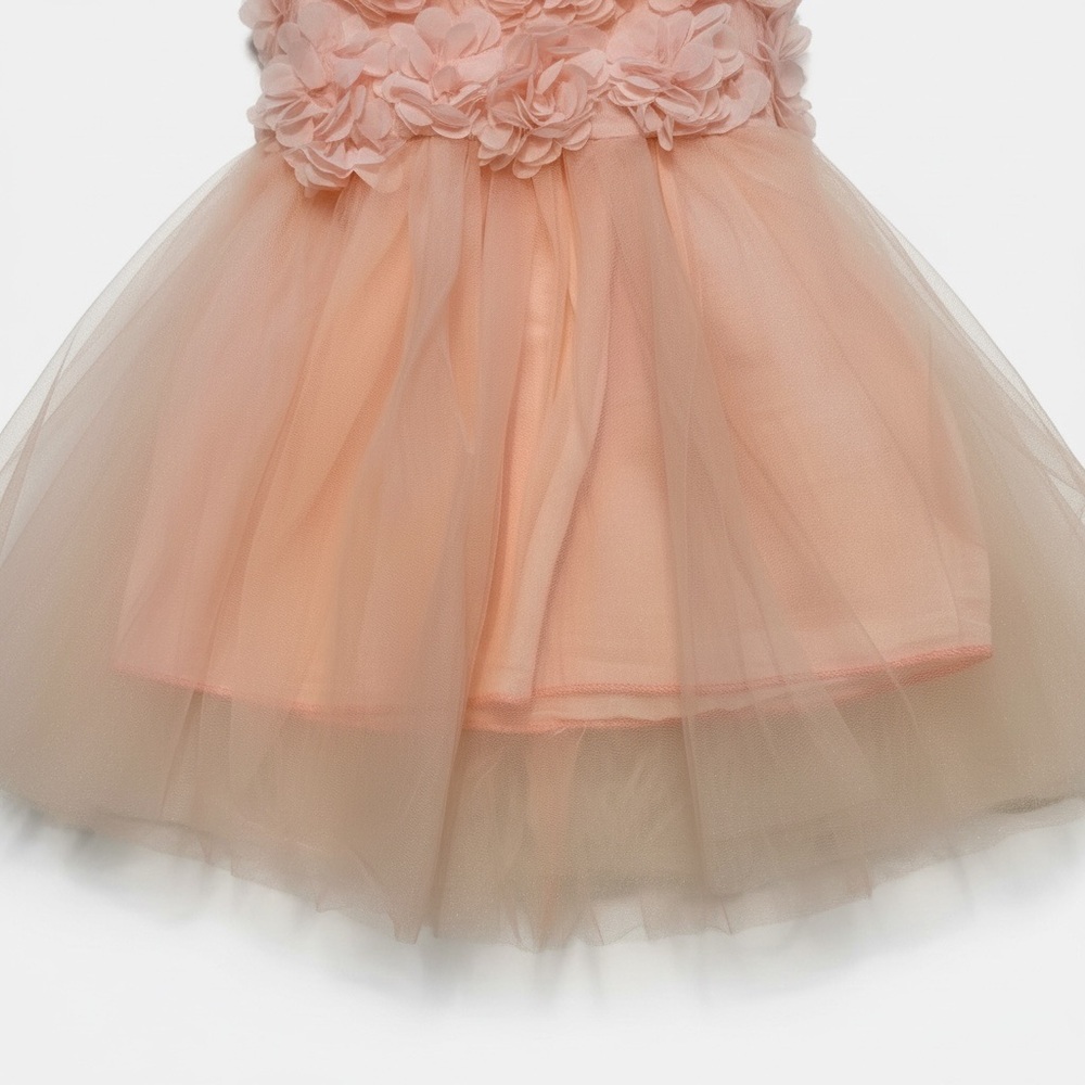 Peach Tulle Lace‎ Flower Girl Dress 2-3T Birthday Wedding Princess NWOT - Picture 3 of 6